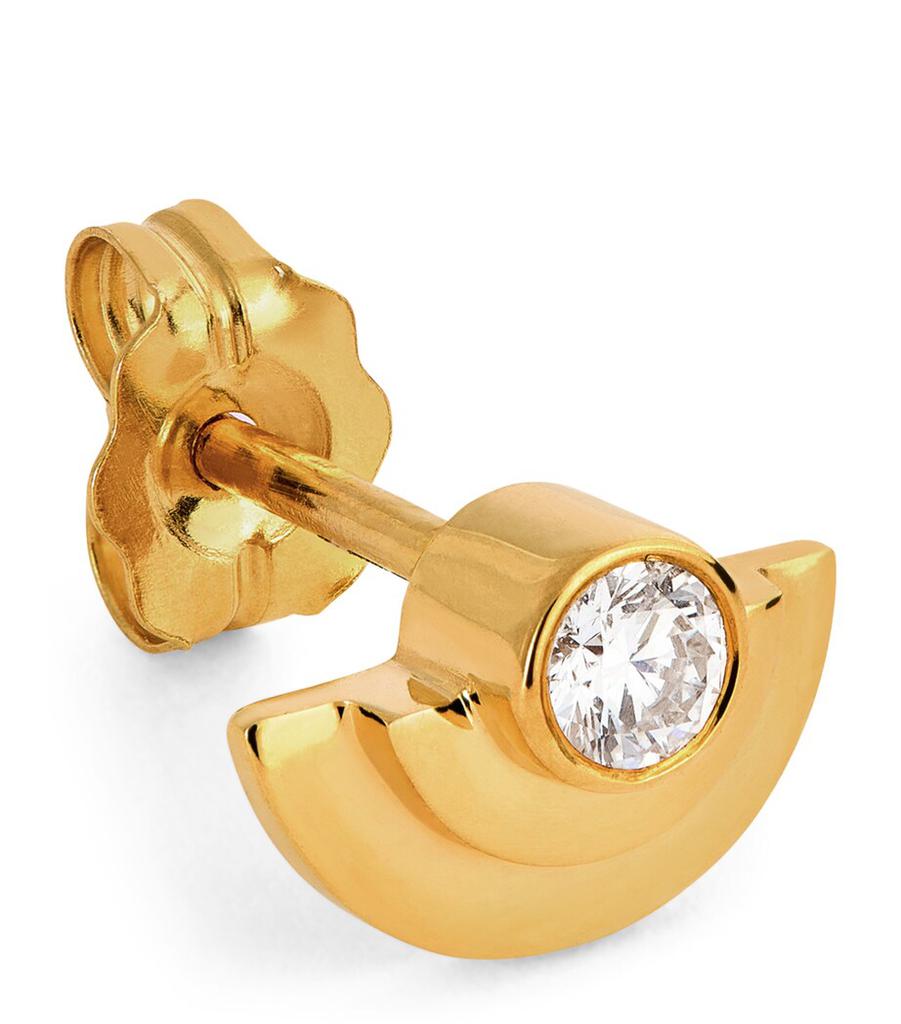 Azlee Yellow Gold and Diamond Staircase Single Stud Earring