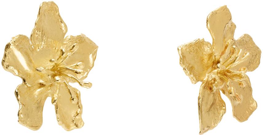 ELHANATI Gold Conie Vallese Edition Big Golden Flower Clip Earrings