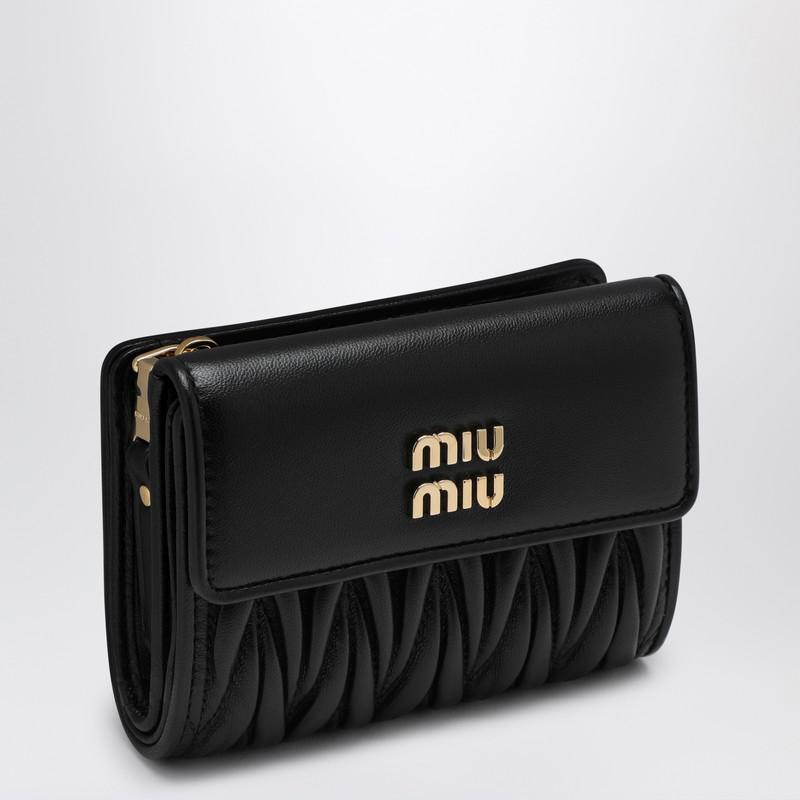 Miu Miu Black matelassé leather small wallet