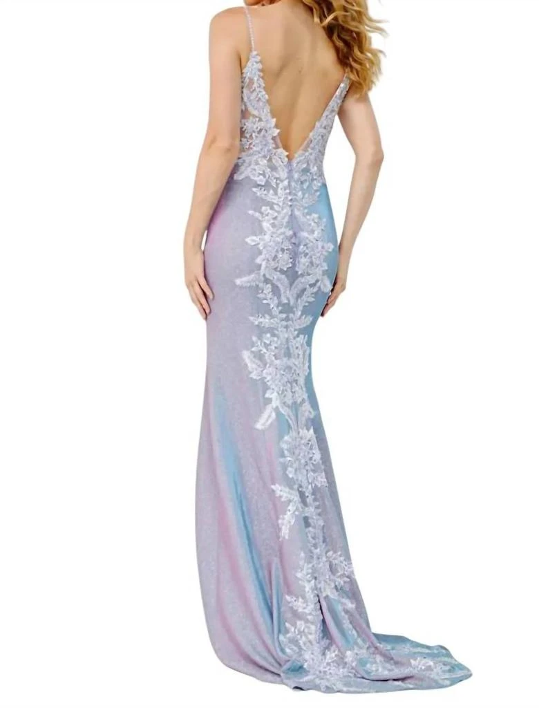 Jovani Embroidered Bodice Fitted Prom Dress In Lilac 4