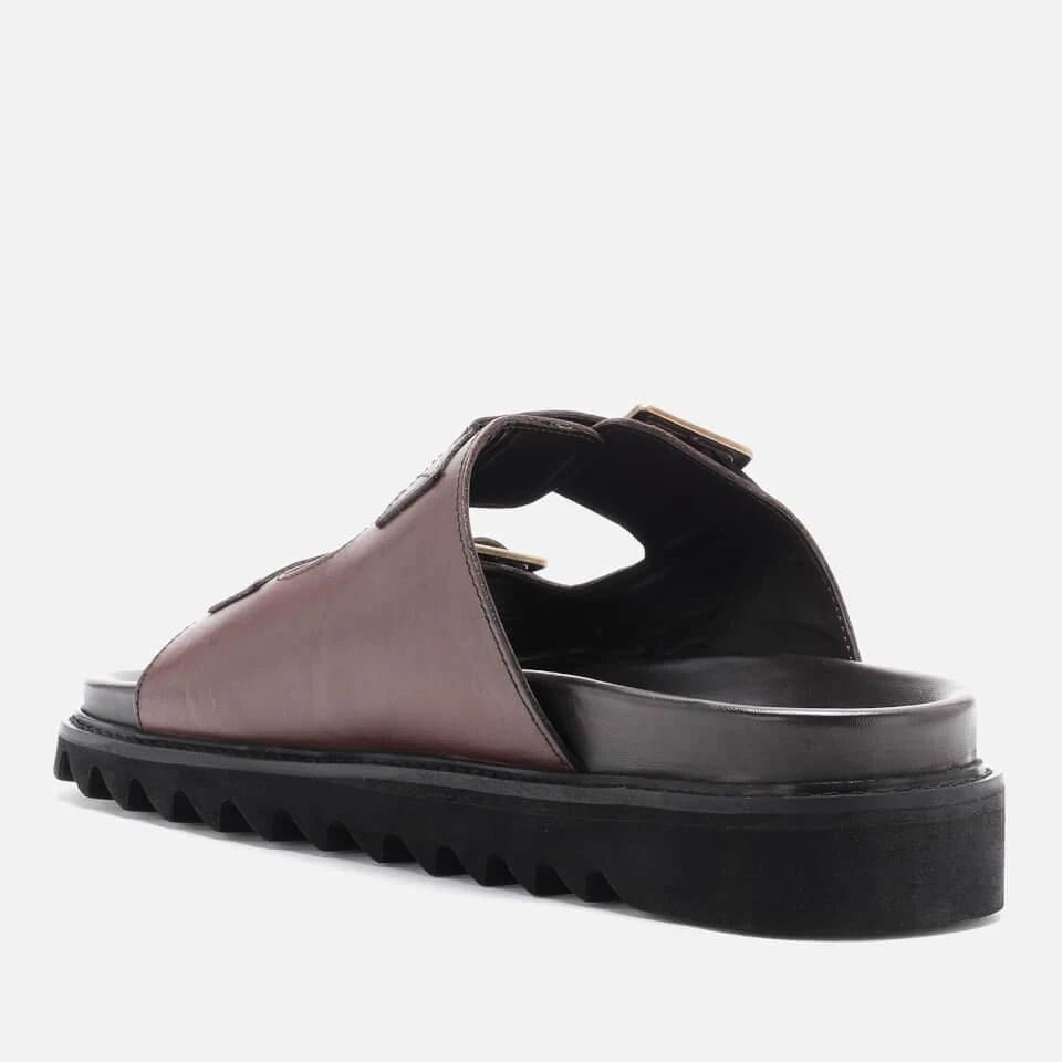 Walk London WALK LONDON MEN'S JAWS LEATHER DOUBLE STRAP SANDALS - BROWN 2