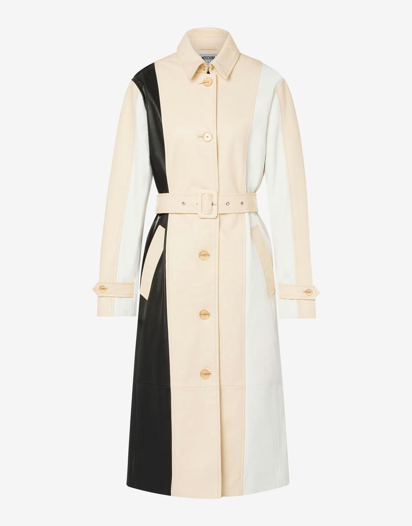Moschino Jeans Stripes Nappa Leather Trench Coat