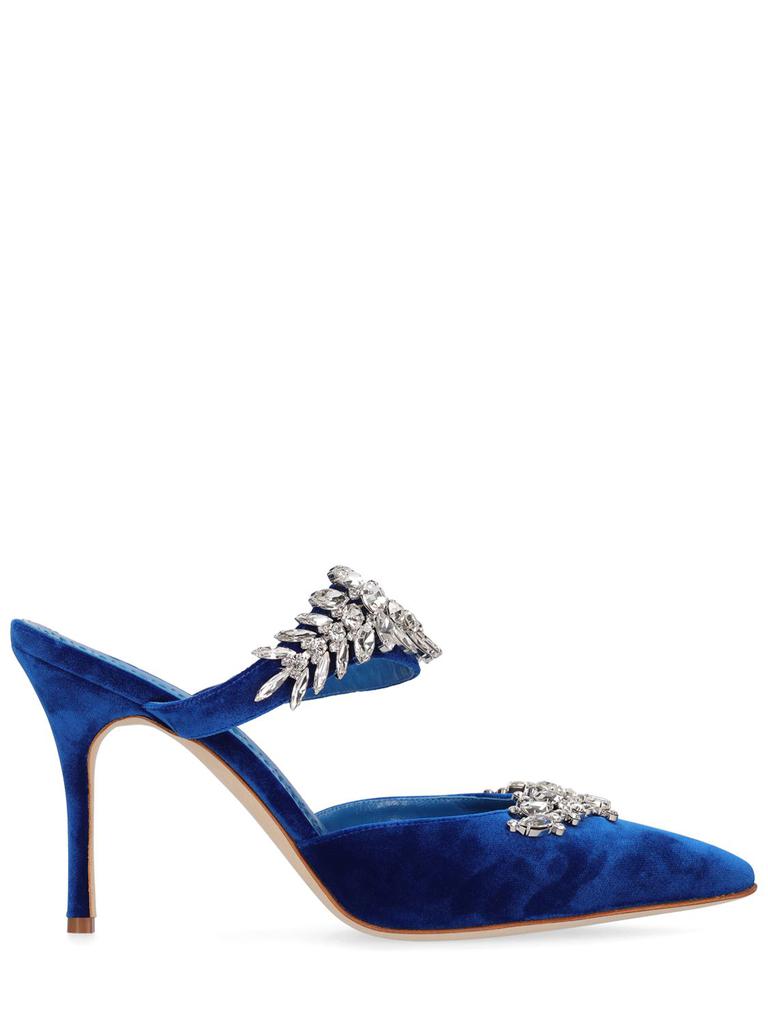 サンダル・ミュール Manolo Blahnik Two-tone leather and mesh Avespamu mules Manolo Blahnik Two-tone Leather And Mesh Avespamu Mules