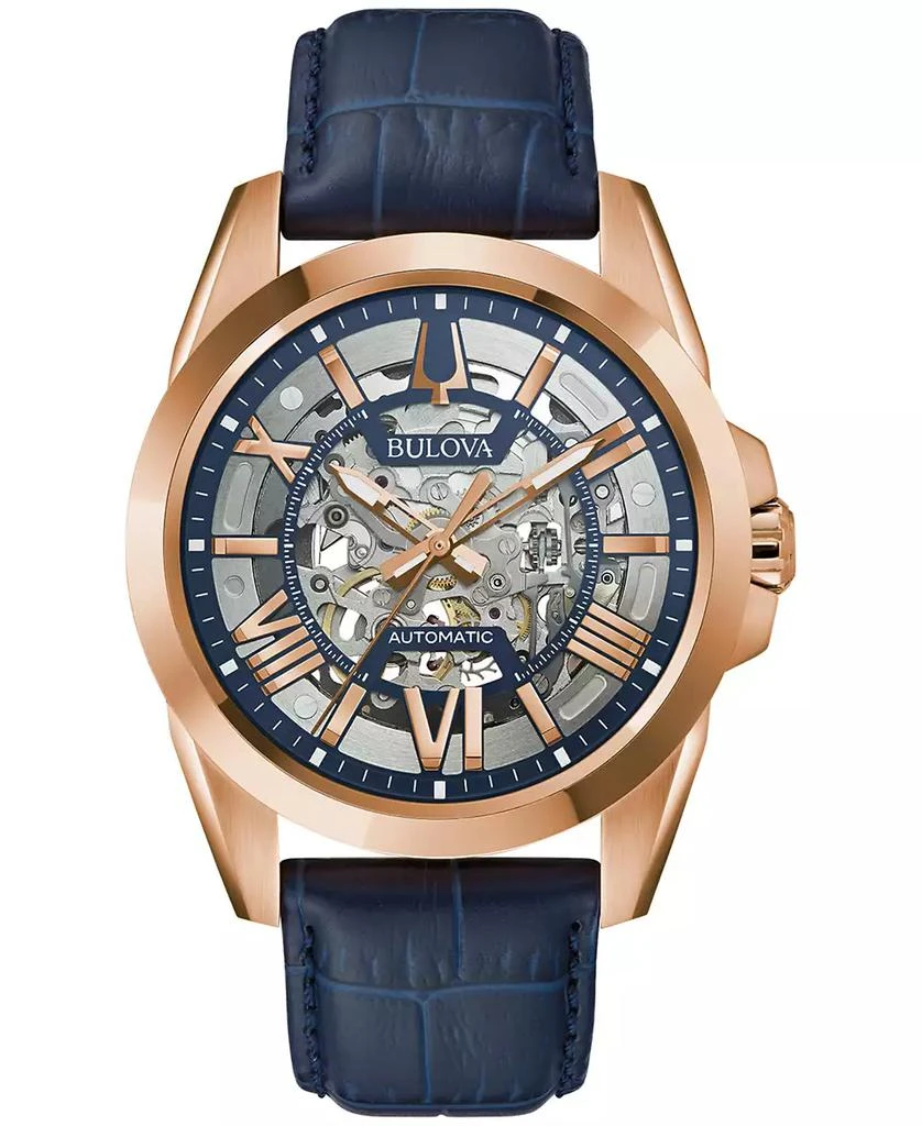 Bulova Men's Automatic Classic Sutton Blue Leather Strap Watch 46mm 1