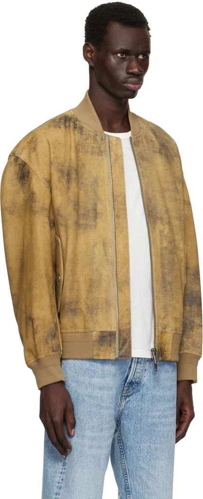 Hugo Boss Tan Distressed Suede Bomber Jacket 2