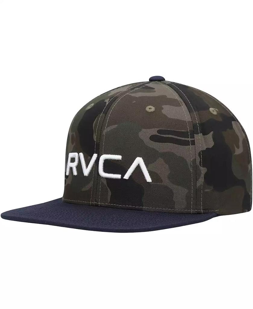 RVCA Men's Camo, Navy Twill II Snapback Hat
