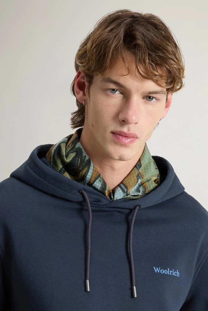 Woolrich Pure Cotton Hoodie with Back Print - Men - Blue 4