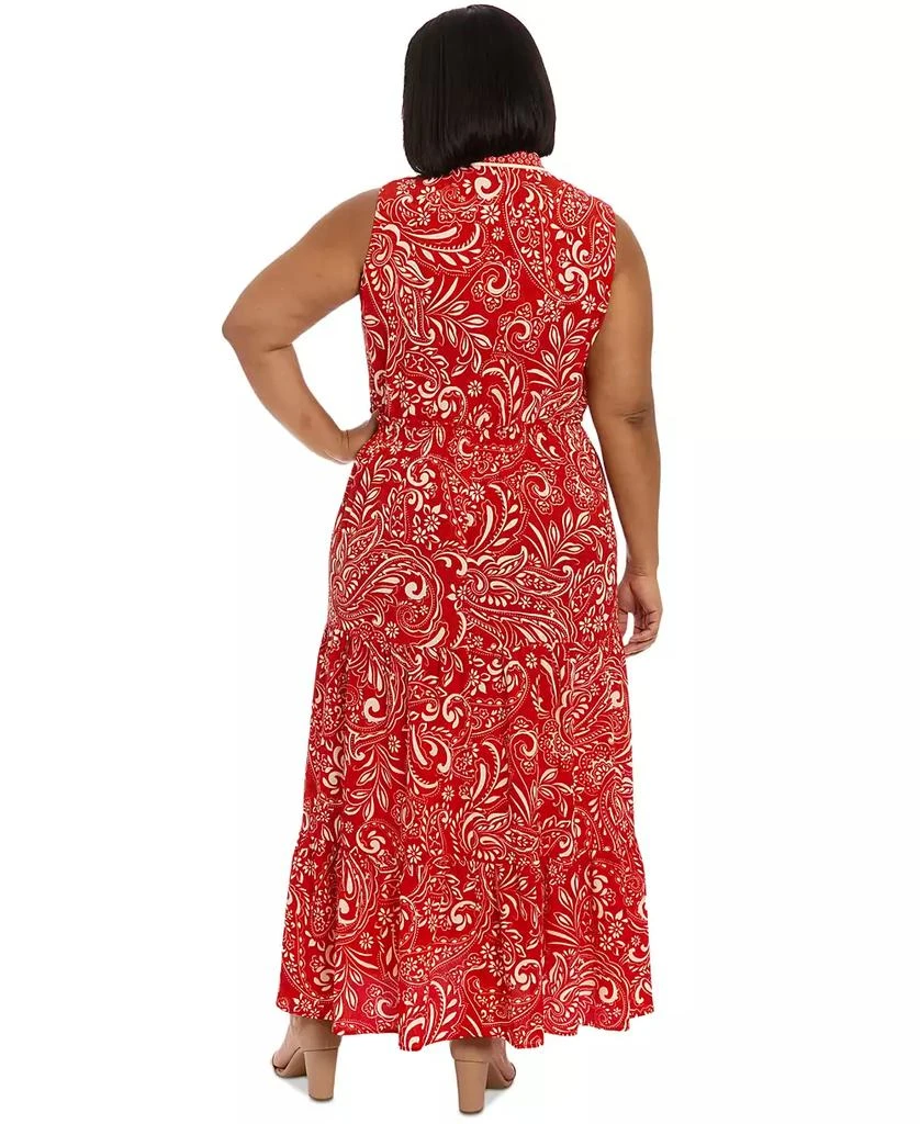 London Times Plus Size Ruffled-Neck Tiered Maxi Dress 6