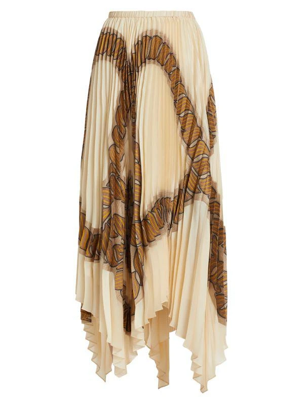 Lafayette 148 New York Rope-Print Pleated Silk Handkerchief Skirt 6