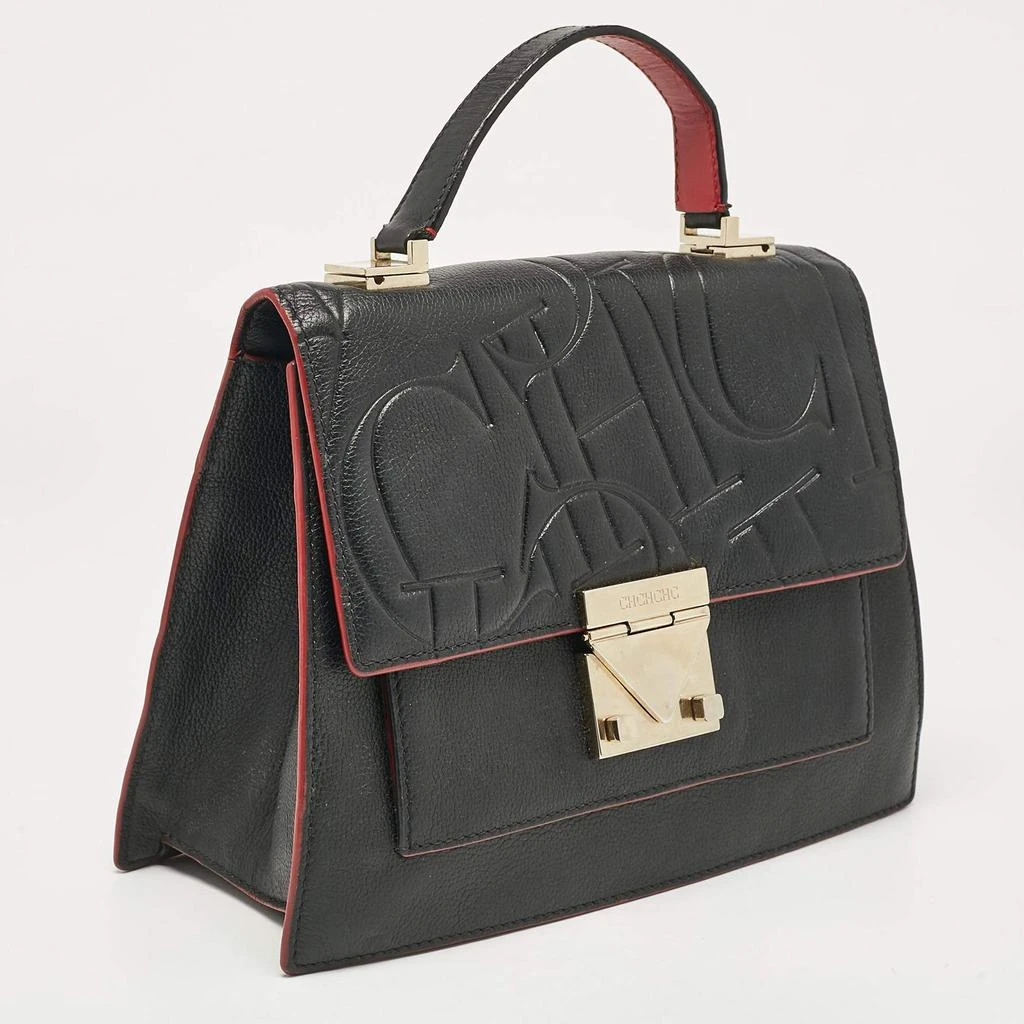 CH Carolina Herrera CH Carolina Herrera Black Embossed Leather Top Handle Bag 3