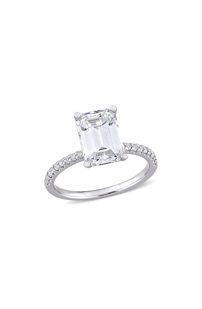 DELMAR 10K White Gold Created Moisannite Engagement Ring