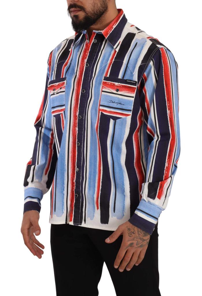 Dolce & Gabbana Dolce & Gabbana Red Striped Long Sleeve Cotton Shirt Blue