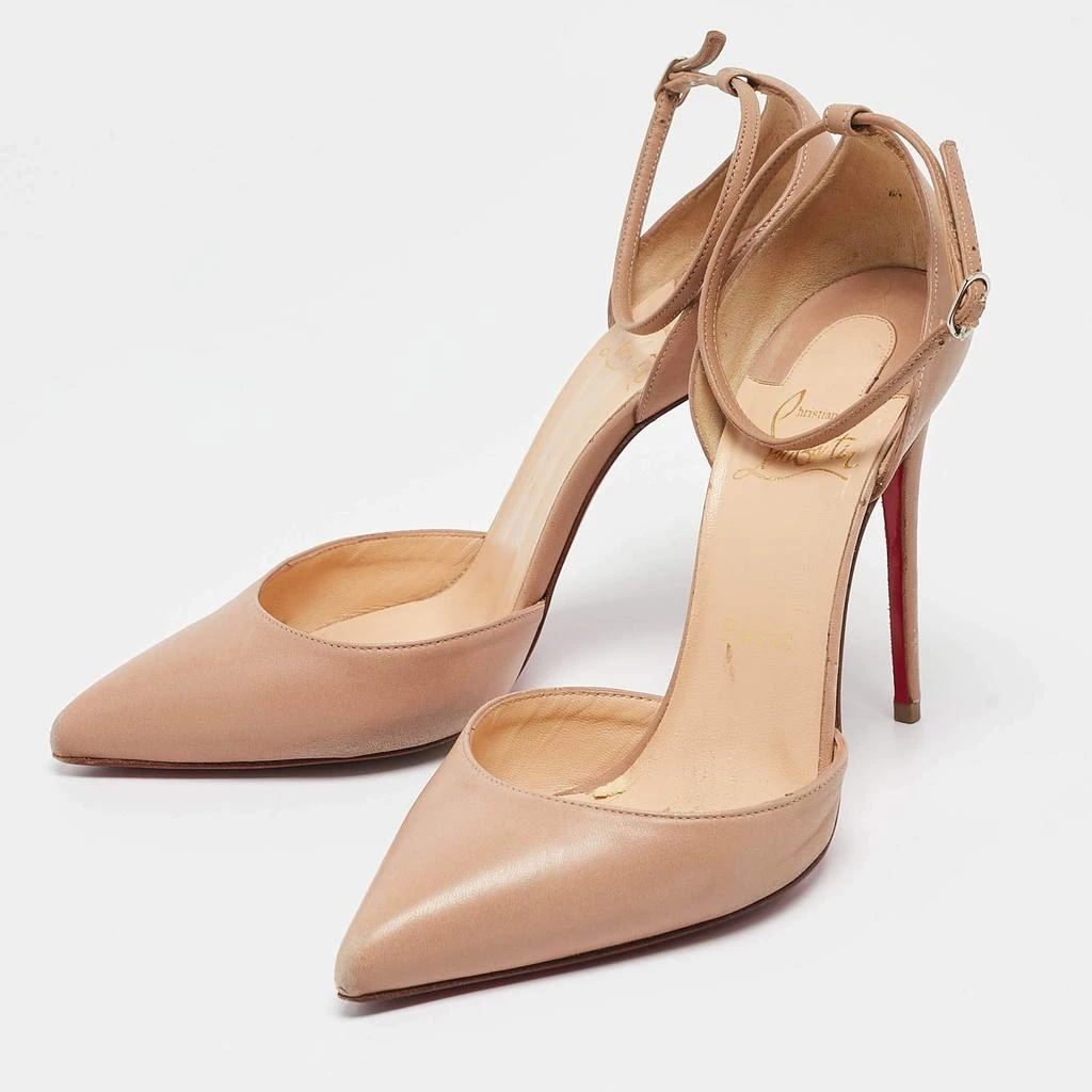 Christian Louboutin Christian Louboutin Beige Leather Uptown Ankle Strap Pumps Size 38 2