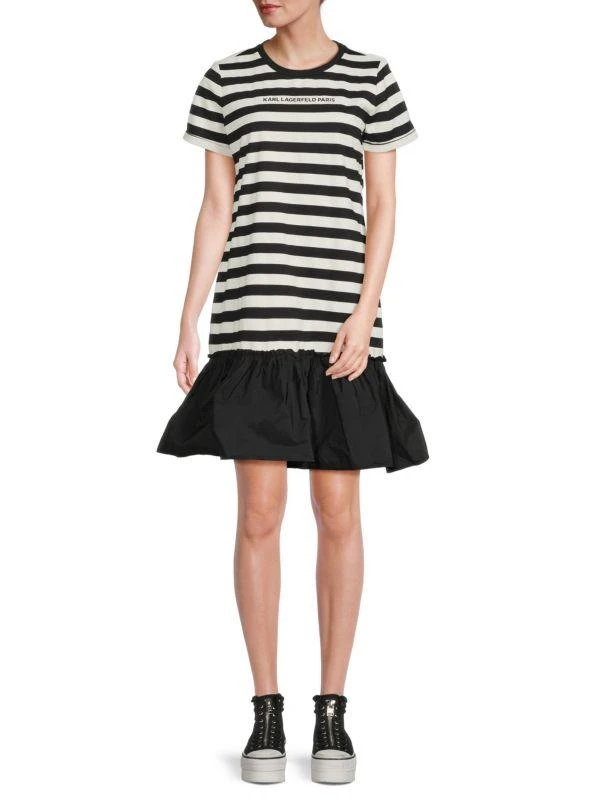 Karl Lagerfeld Paris Striped Logo Mini Dress 1