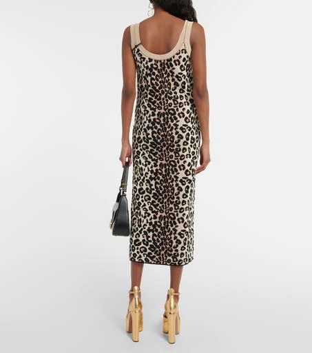 Valentino Leopard jacquard bodycon midi dress 3
