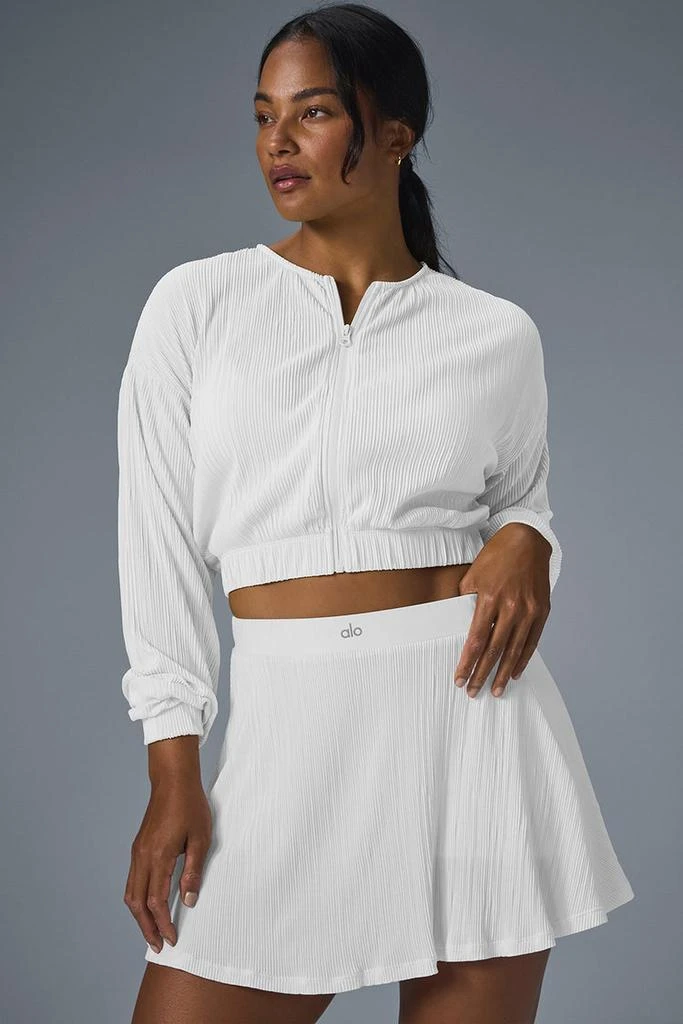 Alo Cropped Micro Plisse Jacket - White 1