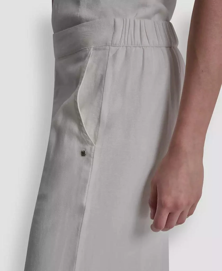 DKNY Petite High Rise Pull-On Wide Leg Ankle Pants 3