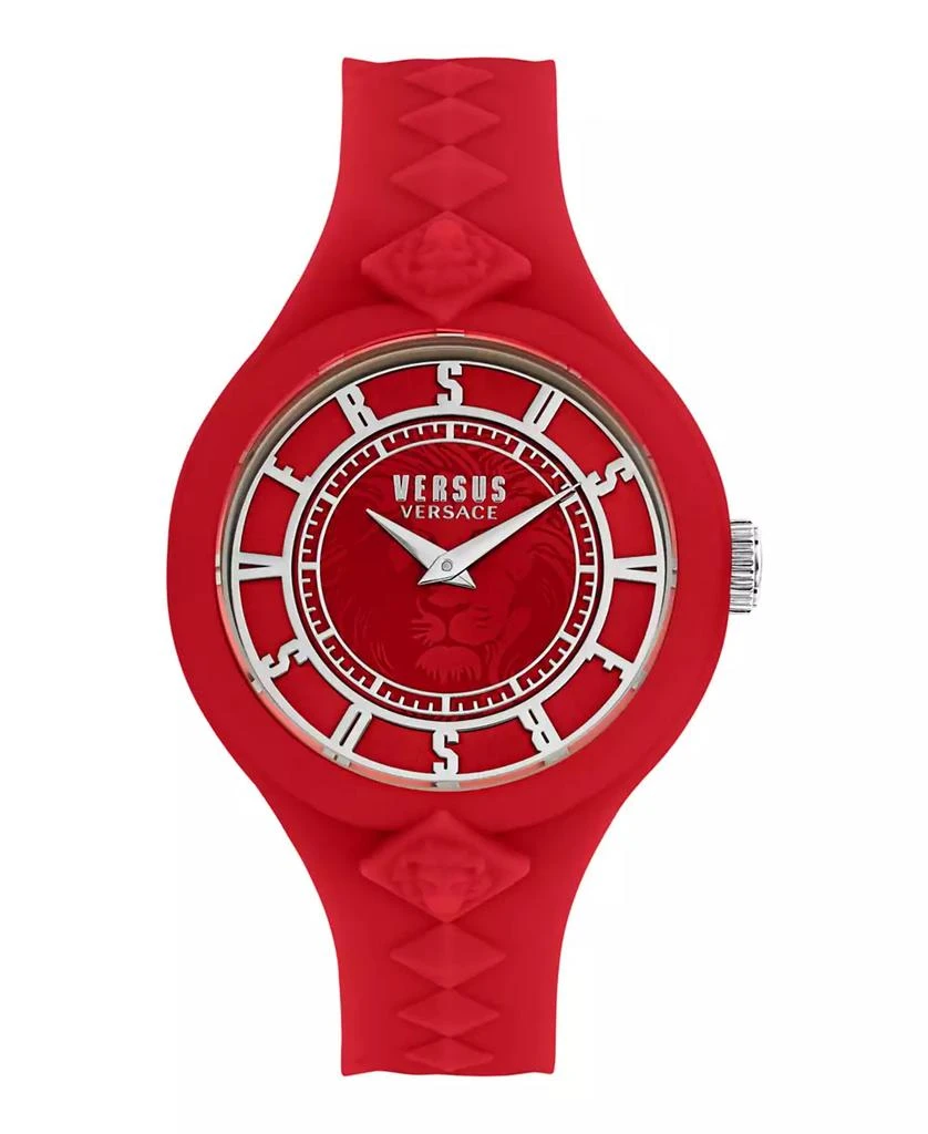 Shop Women's Hand Quartz Fire Island Red Silicone Watch, 39mm on