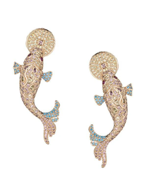 Eye Candy LA Luxe 18K Goldplated & Cubic Zirconia Koi Fish Drop Earrings 1