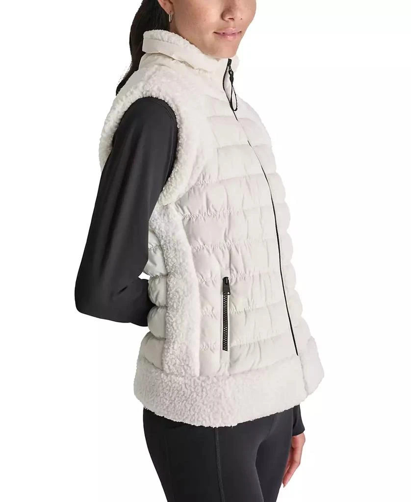 DKNY Women
s Horizontal Channel Quilted Mock Neck Puffer Vest with Sherpa 3