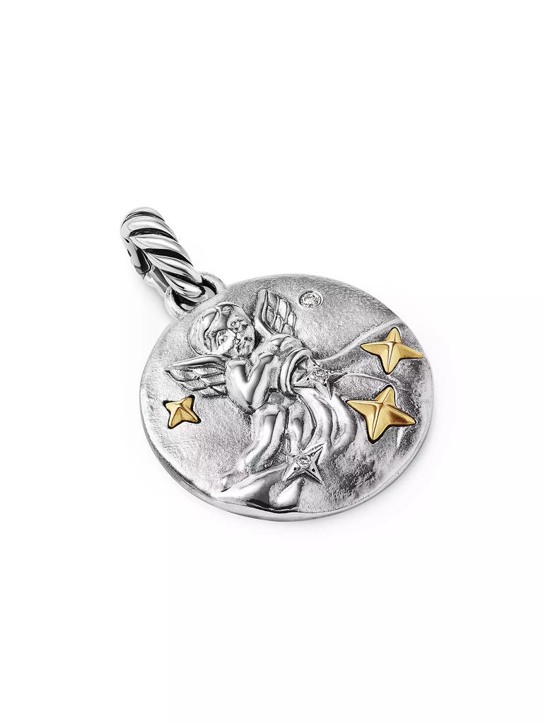 David Yurman Aquarius Amulet in Sterling Silver with 18K Yellow Gold and Diamonds, 19MM