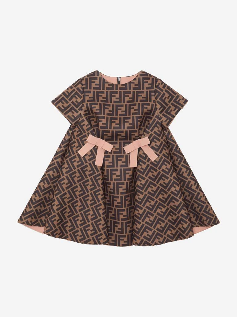 Fendi Fendi Baby Girls FF Logo Dress in Brown 2