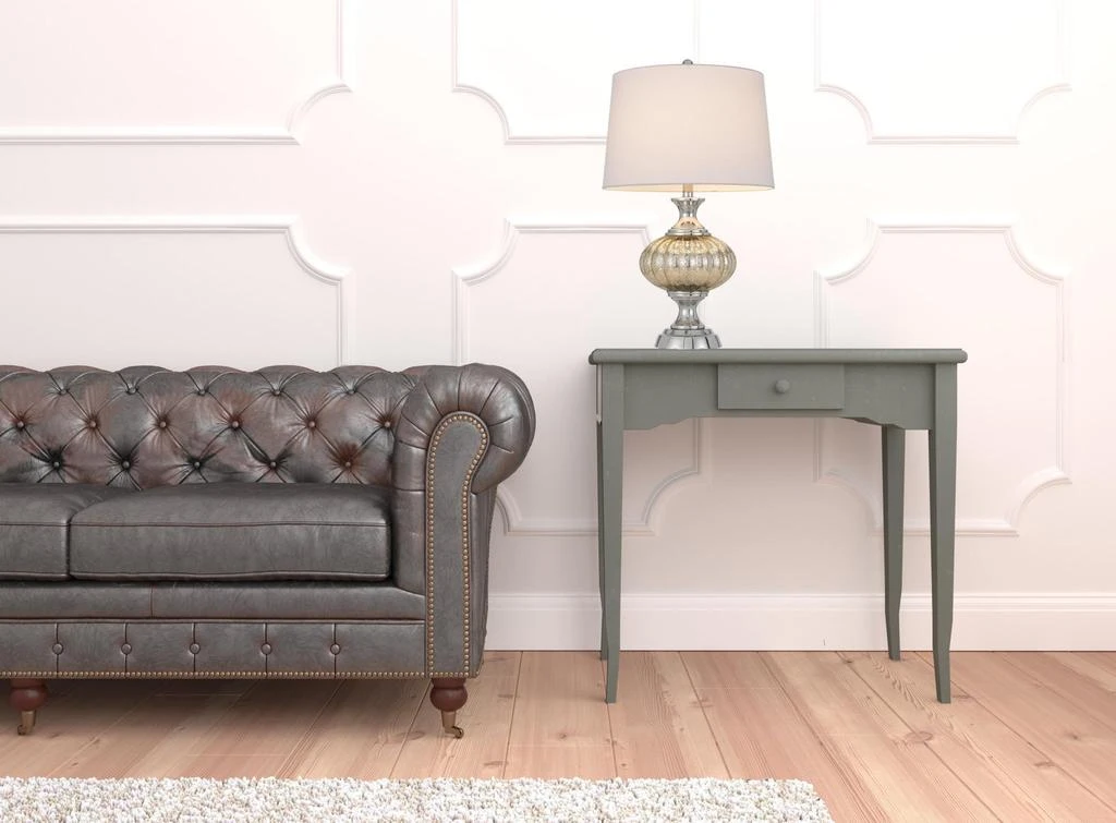 Hivvago 27" Silver Metallic Metal Table Lamp With White Empire Shade 2