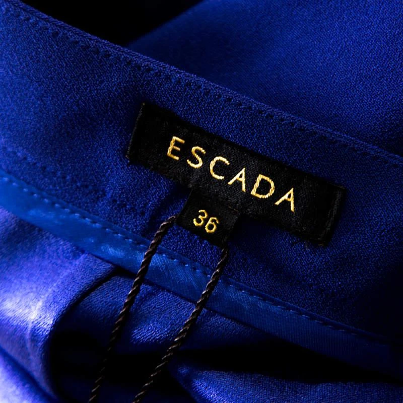 Escada Escada Bluebell Blue Crepe High Waist Tovah Trousers M 5
