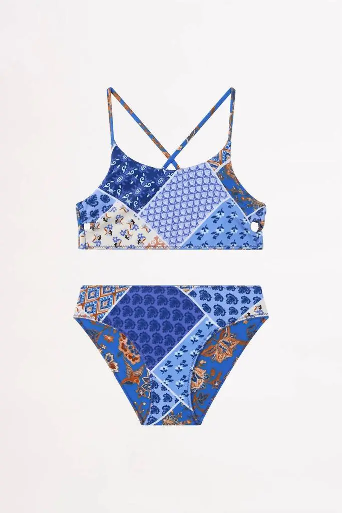 Seafolly Girls' Reversible Bikini Set In Blue