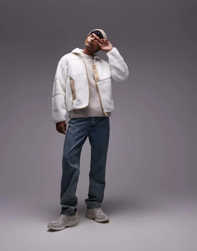 Lacoste Lacoste zip fleece jacket in white 2