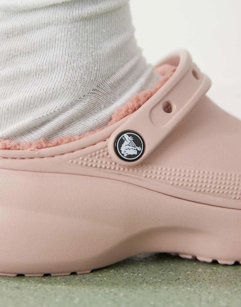 Crocs Croc classic platform lined clog in pink clay 3