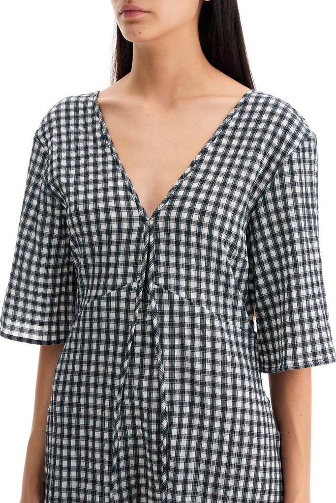 Ganni midi seersucker check dress 4