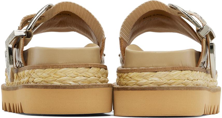 Toga Pulla Beige Leather Platform Sandals