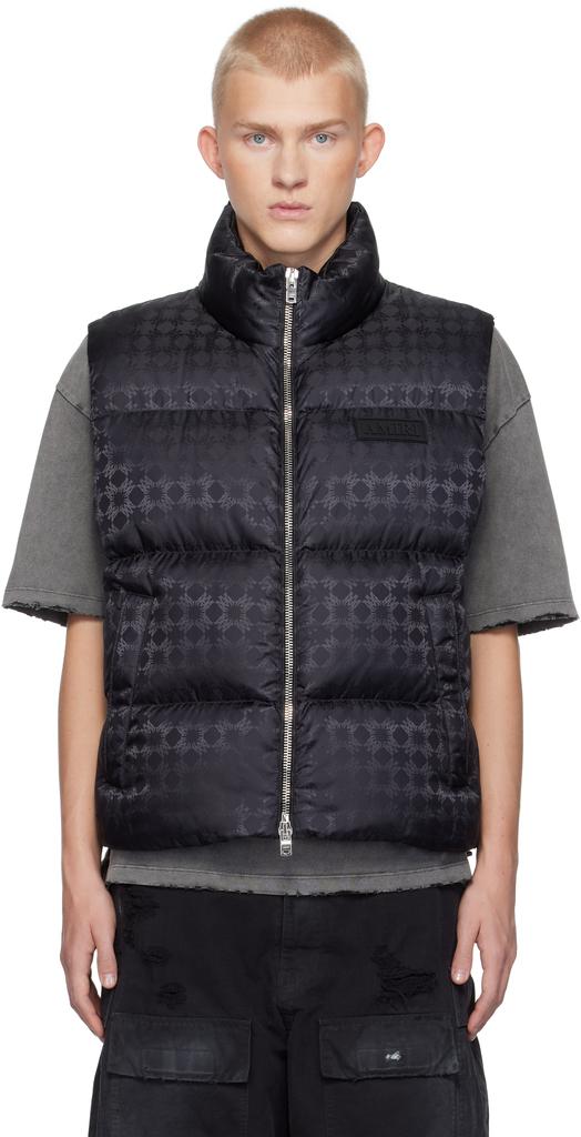 amiri ダウンベスト Shop Black MA Quad Jacquard Down Vest on Sale at BeyondStyle – Get