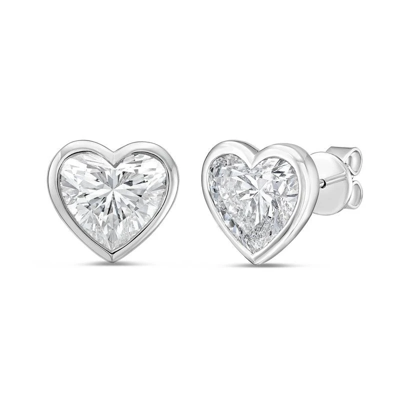 Diana M Jewels 14KT WHITE GOLD LAB GROWN heart shape STUDS IN A BEZEL SETTING WEIGHING 9.00 CTS TW 2