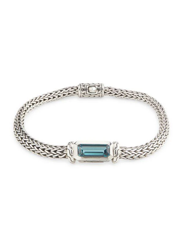 John Hardy Icon Sterling Silver & Treated London Blue Topaz Bracelet 1