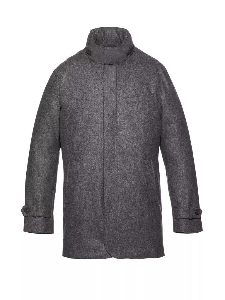 Norwegian Wool Stretch Hooded Slim-Fit Car Coat 1