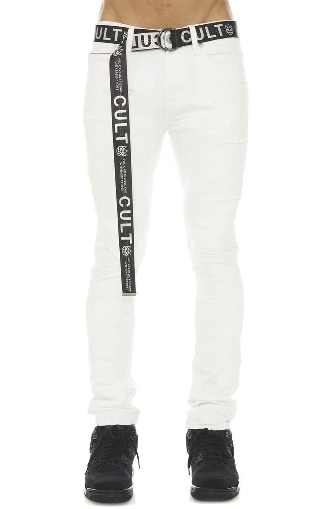 Cult of Individuality Punk Belted Distressed Super Skinny Jeans