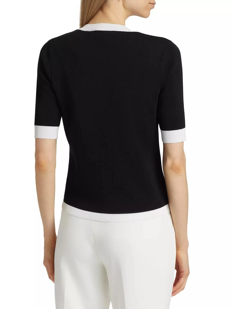 Elie Tahari Nalida Contrast Short-Sleeve Cardigan 5