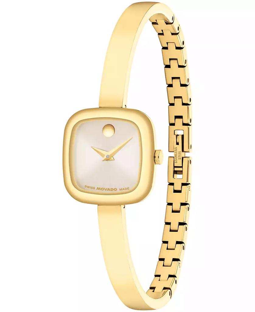 Movado Women's Museum Cushion Swiss Quartz Yellow PVD Steel Bangle Watch, 21.50mm
