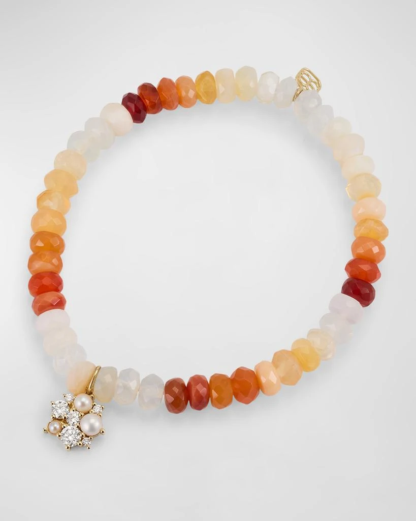 Sydney Evan 14K Gold Charm and Fire Opal Bead Bracelet