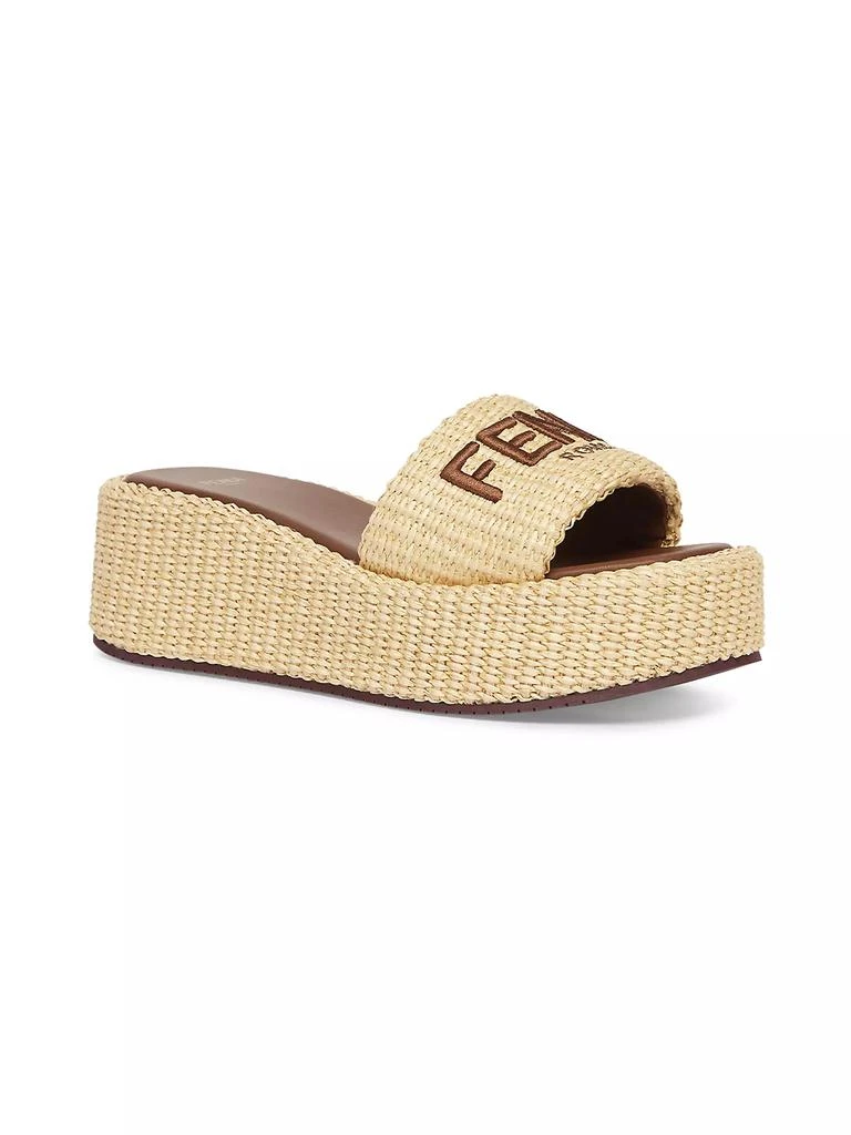 Fendi Sunshine 65MM Raffia Platform Slides 2