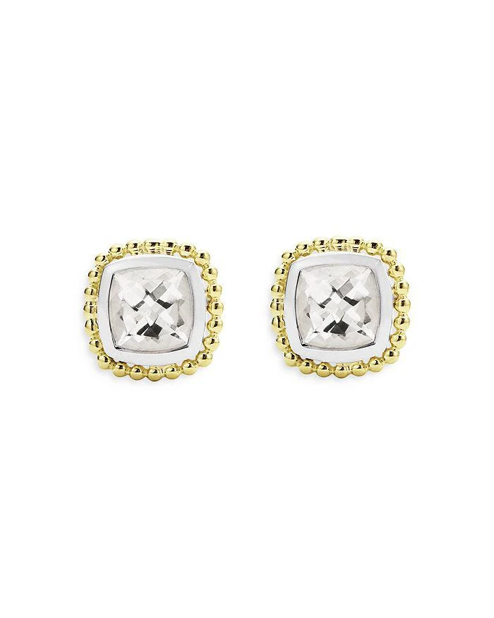 LAGOS 18K Yellow Gold & Sterling Silver Rittenhouse White Topaz Stud Earrings 3