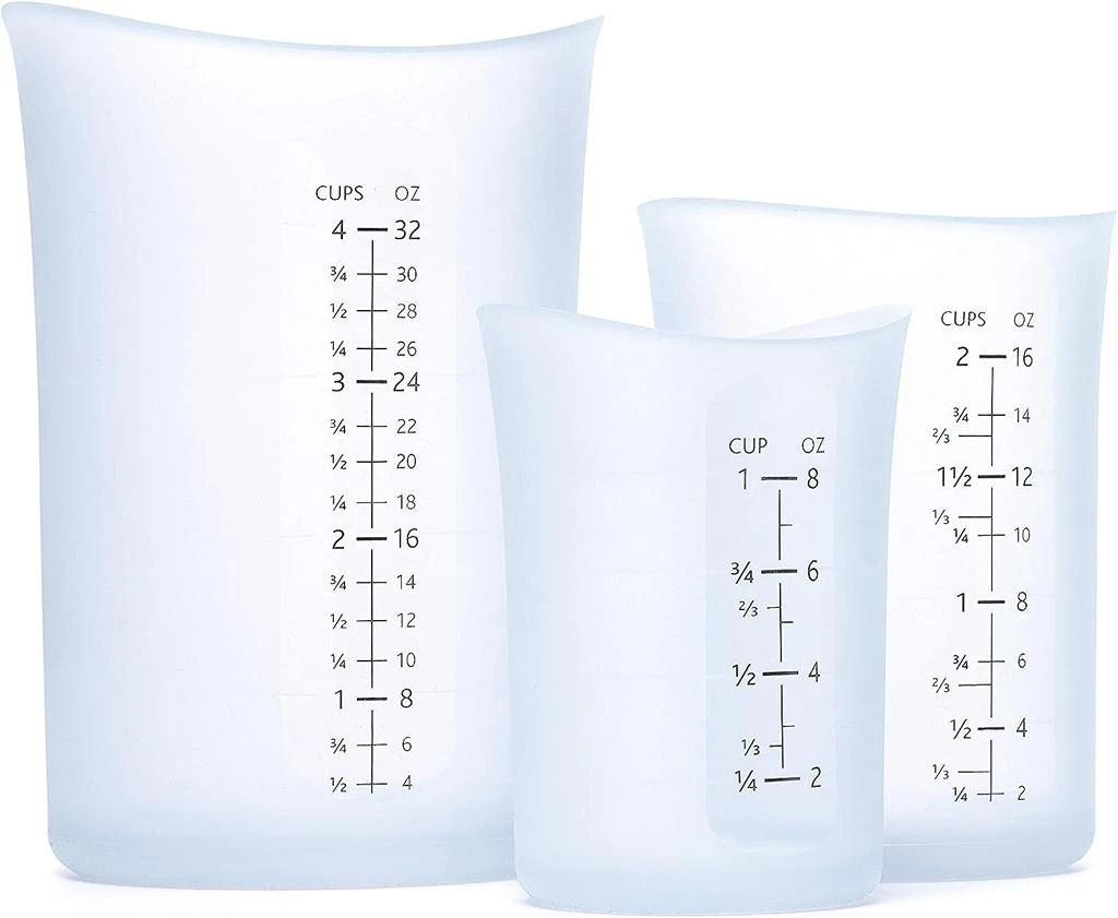 iSi Basics Silicone Flexible Clear Measuring Cup, Set of 3, 1-Cup, 2-Cup, 4-Cup, Clear 1