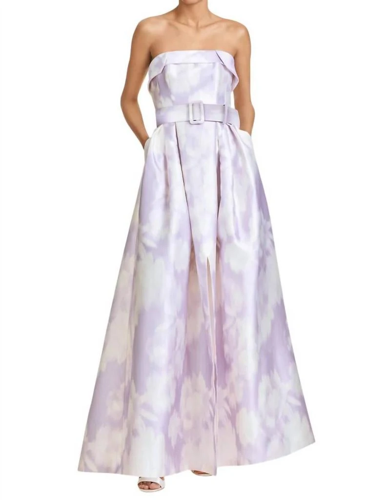 Sachin & Babi Brielle Gown With Belt In Ikat Floral Violet Ice 1