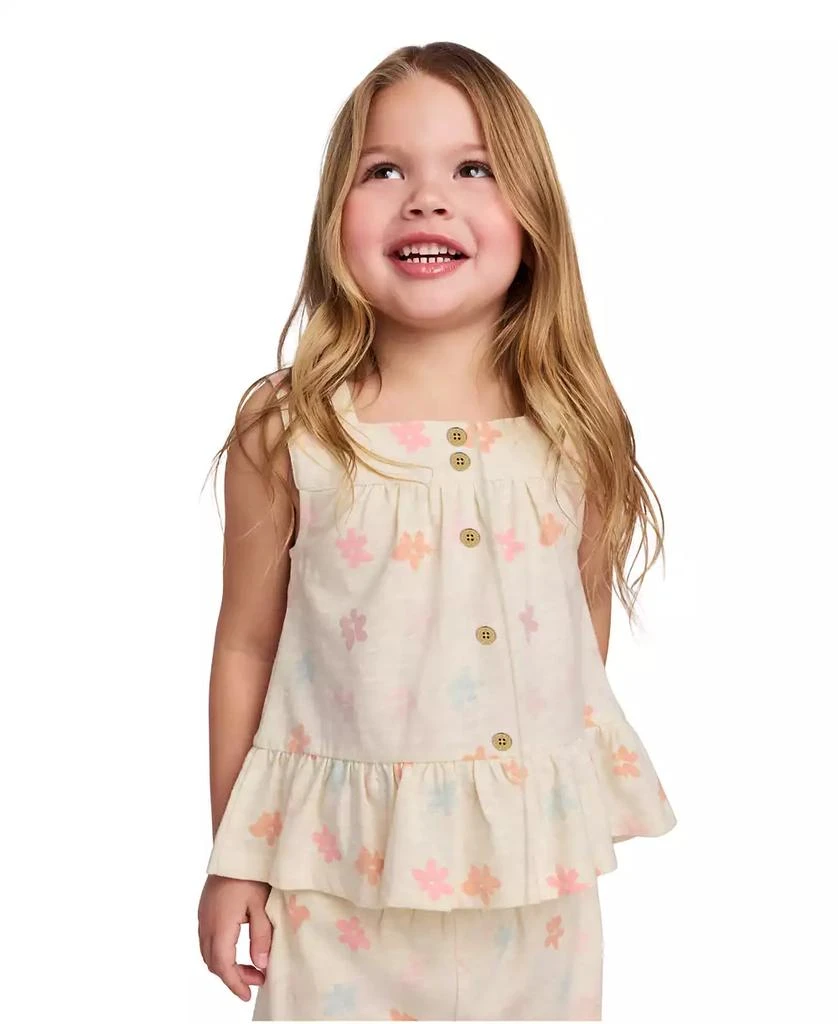 Calvin Klein Toddler and Little Girls 2-Piece Floral Print Slub Jersey Shorts Set 6