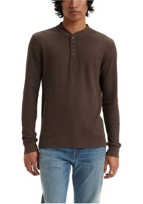Levi's S Chocolate Brown Henley Shirt 1