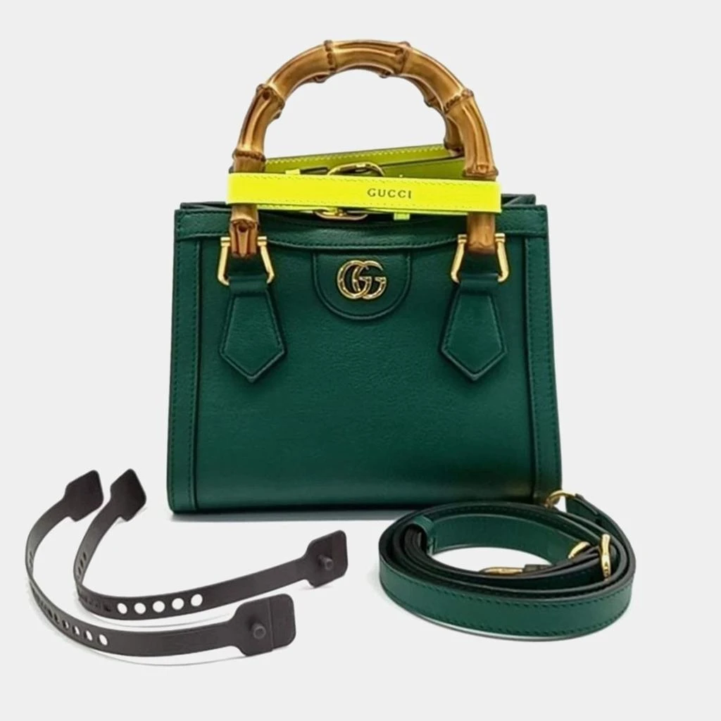 Gucci Gucci Green Leather Diana Tote Bag 1