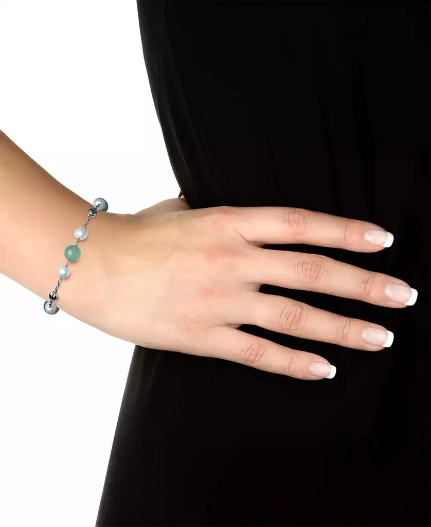 Macy's 2-Pc. Set Dyed Green Jade & Cultured Freshwater Pearl (6-7mm) Collar Necklace & Bracelet in Sterling Silver 3