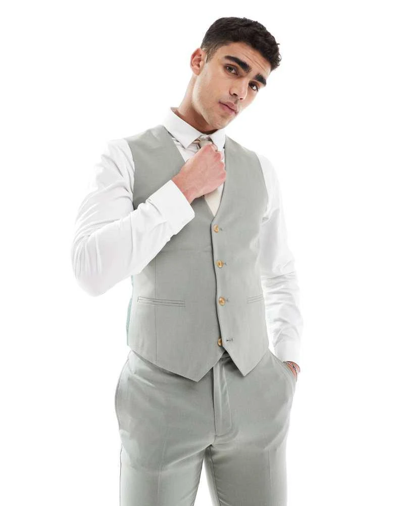 ASOS ASOS DESIGN skinny suit waistcoat in light green 1